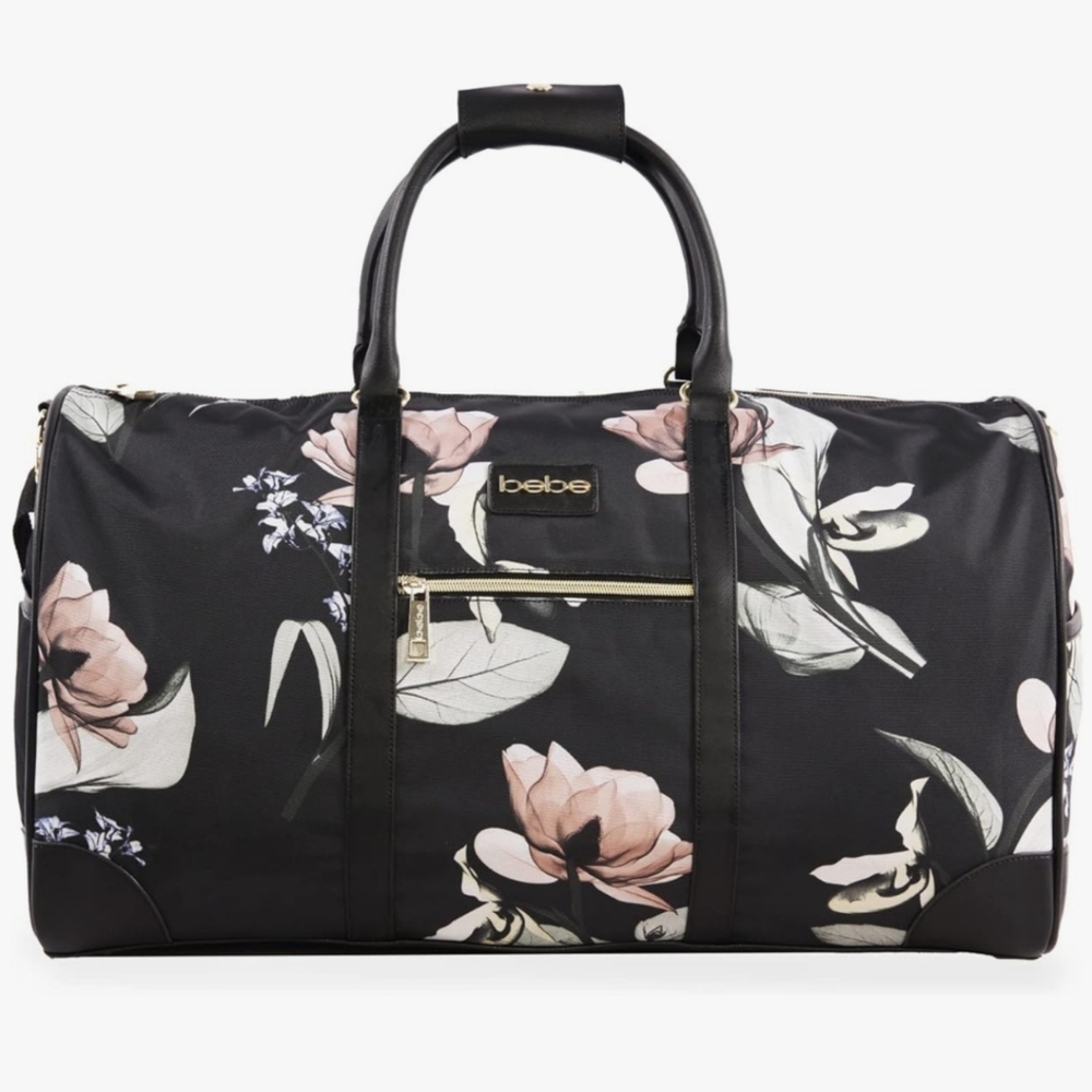 Bebe- Whitney 22 in. Black Floral Duffel Bag Large